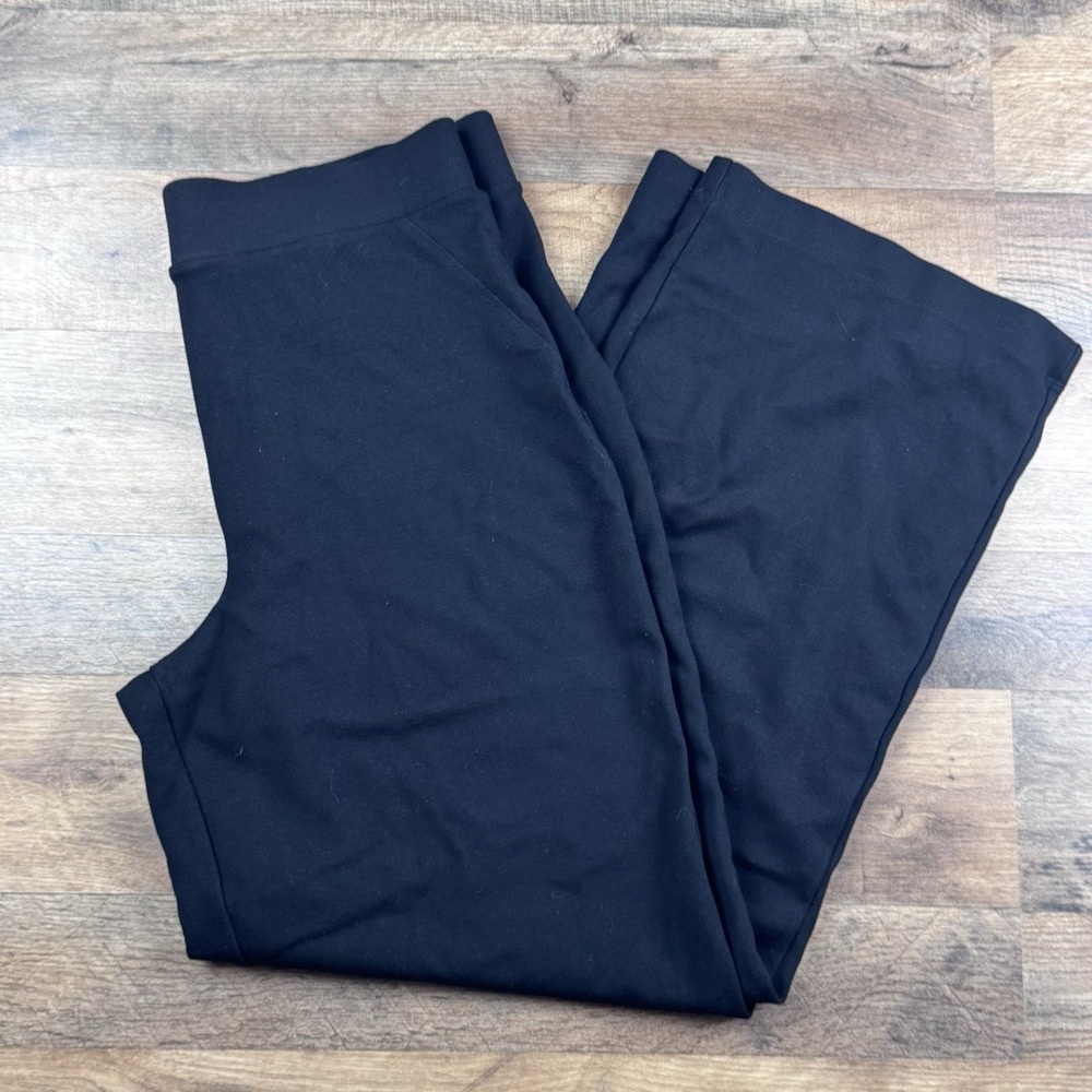 Quince Women's Black Stretch Wide-Leg Crop Pants sz Large